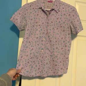 Purple floral collared shirt